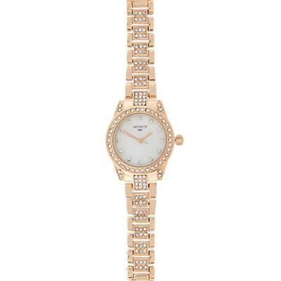 Ladies rose gold pave diamante bracelet watch